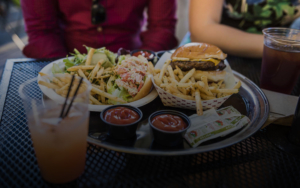 burgers and fries from the lou restaurant on laclede's landing