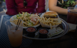 burgers and fries from the lou restaurant on laclede's landing