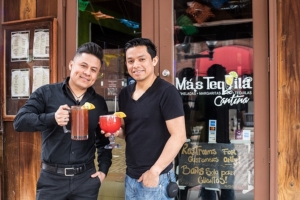 Two workers at Mas Tequila Cantina on Laclede's Landing in St. Louis