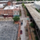 Drone shot of renovations at Laclede's Landing December 1